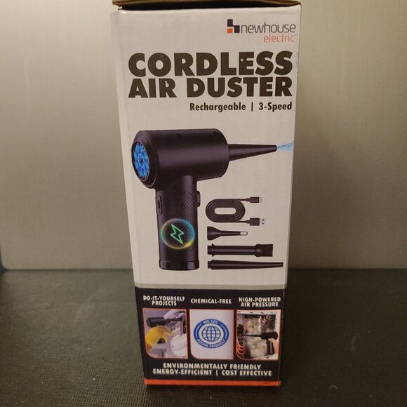 NEWHOUSE ELECTRIC CORDLESS COMPRESSED AIR DUSTER -RECHARGEABLE-3-SPEED-BLACK - Picture 1 of 11